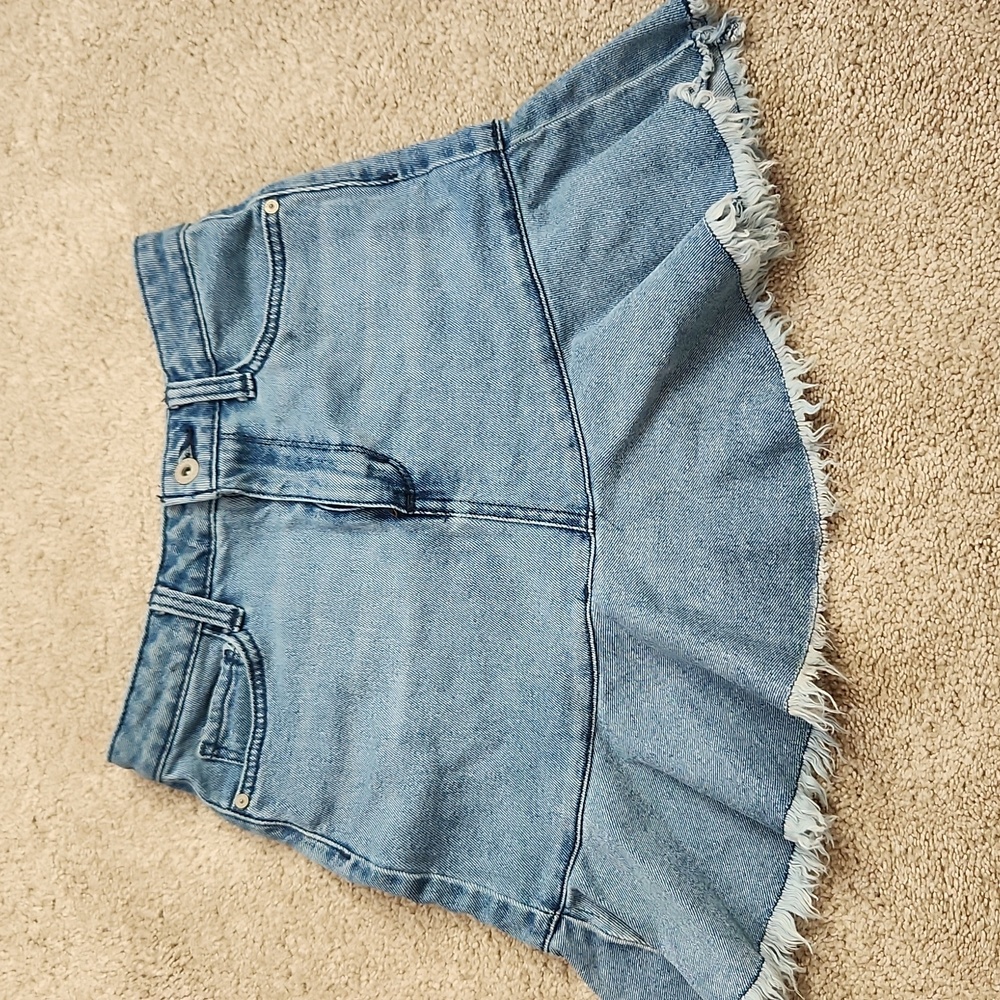Low high Jean ruffle skirt